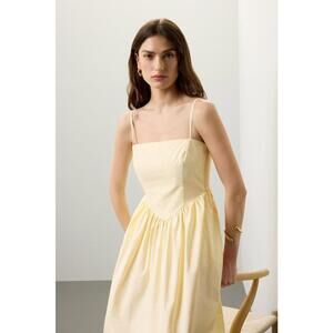 Ronny Kobo Yellow Corset Midi Dress - Size 10